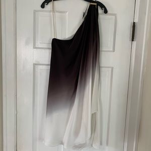 Silk one shoulder ombré dress